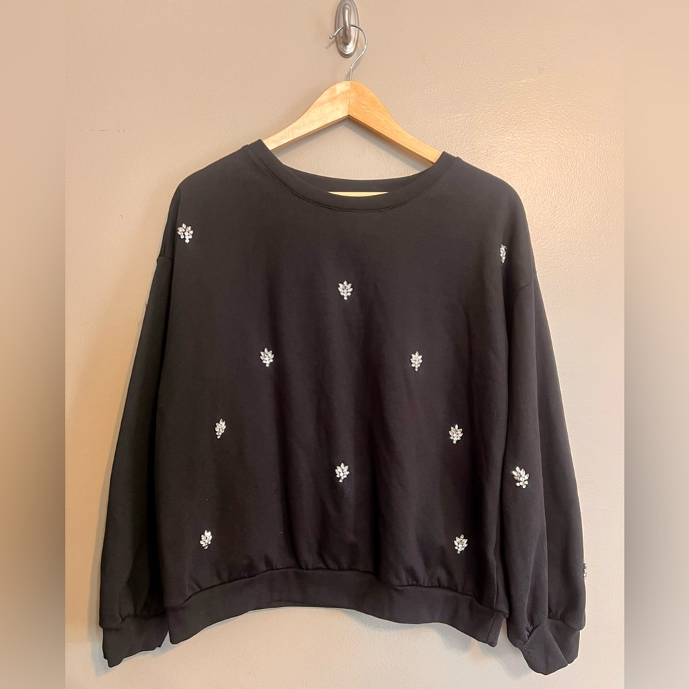 Remi James NYC Black Rhinestone Sweatshirt